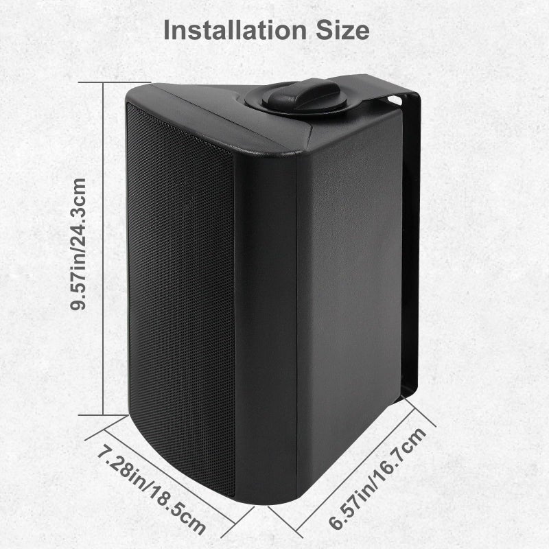 Herdio 5.25 Inches Passive Outdoor Speakers Wired Waterproof, 300 Watts Wall Mount Speakers All Weather for Patio Indoor Deck Countryard (1 Pair, Black) - Image 5
